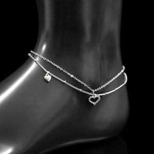💫 Anklet Sterling Silver Double Layer Heart